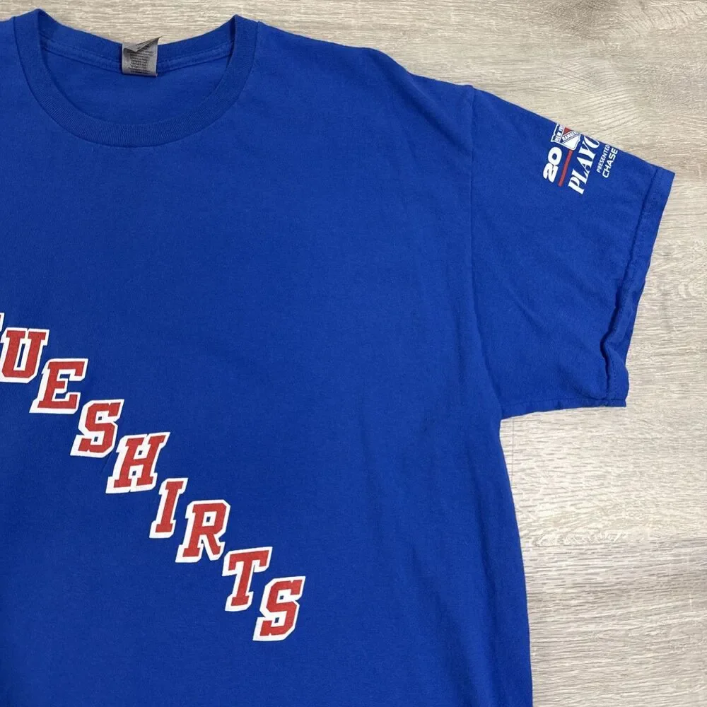 New York Rangers Shirt 2022 Playoffs Men's Blue XL 100% Cotton Tee
